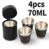 4 Pcs 70 ml Travel Cups with Leather Case